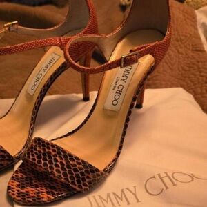 Jimmy Choo Moxy Coral πͺΈ elaphe heeled sandal color: coral/pink π‘ SOLD OUT